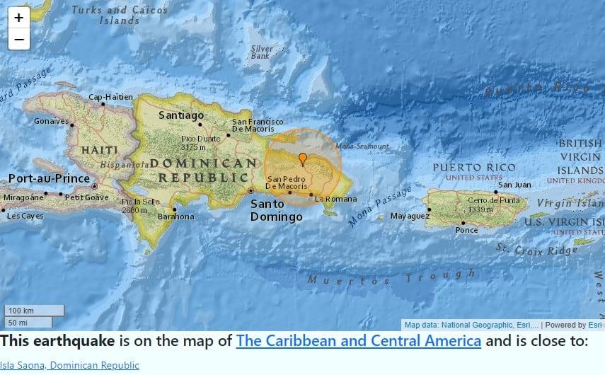 Un temblor de magnitud 4.8 se produce en el noreste de la  República  Dominicana