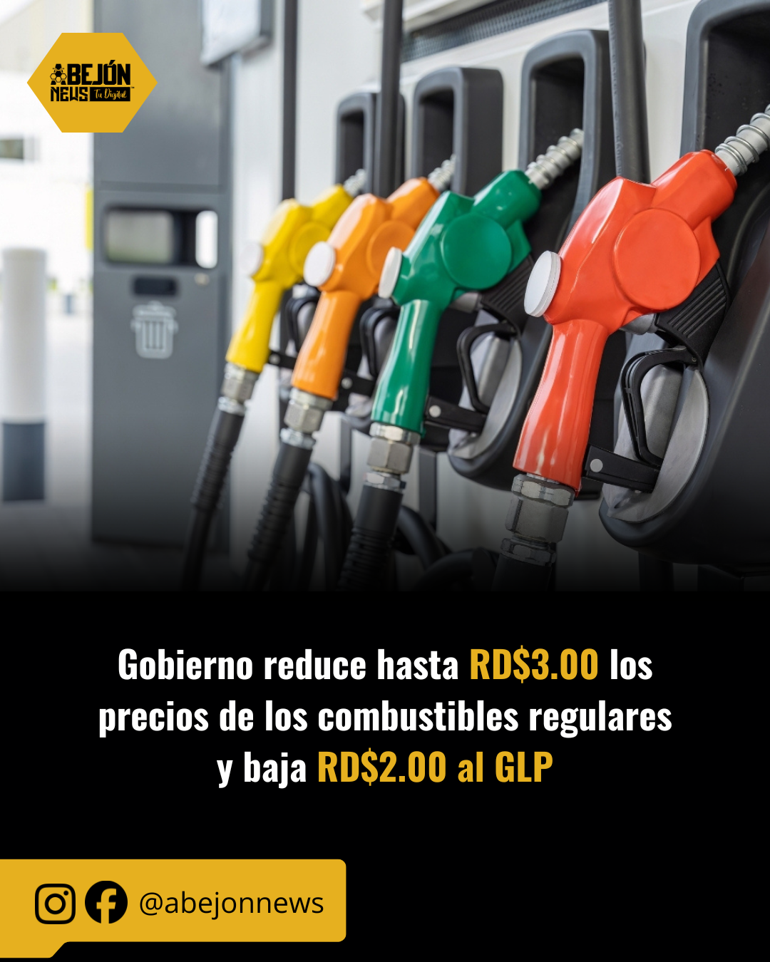 Gobierno reduce hasta RD$3.00 los precios de los combustibles regulares y baja RD$2.00 al GLP