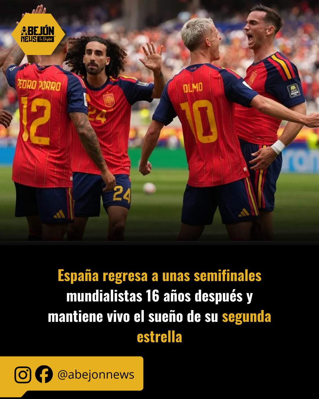 España regresa a unas semifinales mundialistas 16 años después y mantiene vivo el sueño de su segunda estrella